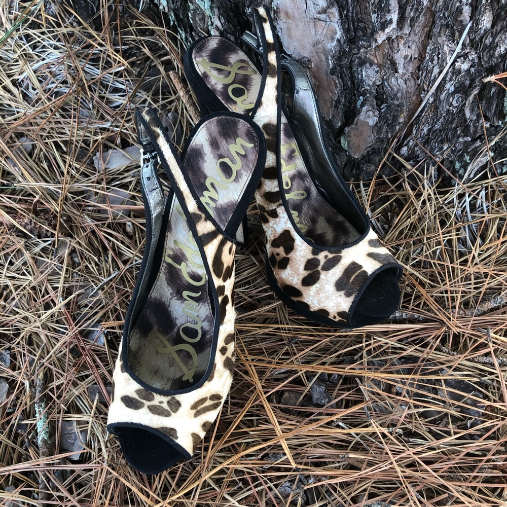 Sam Edelman animal print calf hair heels size 6M - Picture 2 of 11